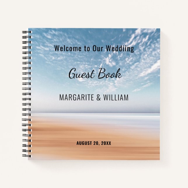 Personalized Multicolor Beach Scene Guest Book (Front)