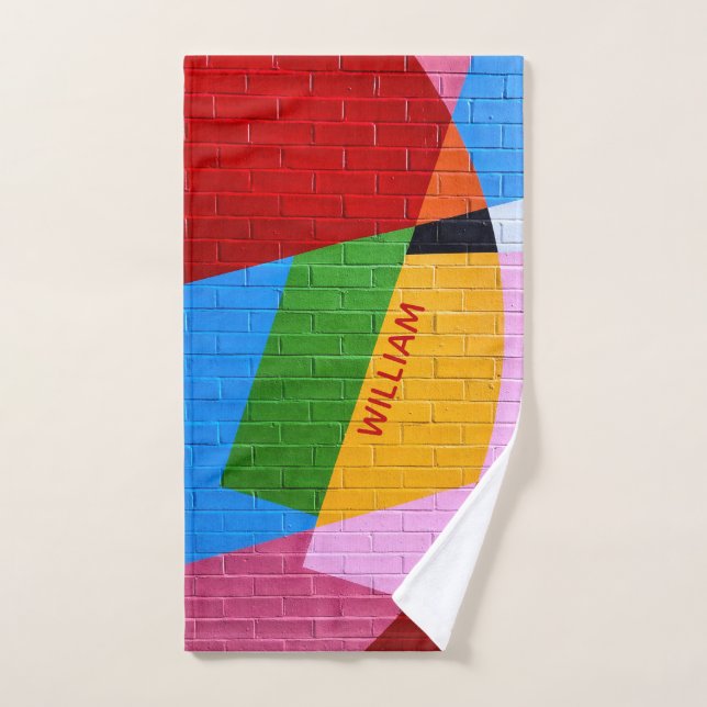 Personalized Multicolor Colors & Shapes Hand Towel (Hand Towel)