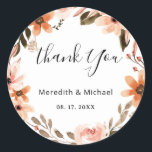 Personalized Multicolor Floral Wreath Classic Round Sticker<br><div class="desc">Personalized Multicolor Floral Wreath Classic Round Sticker</div>