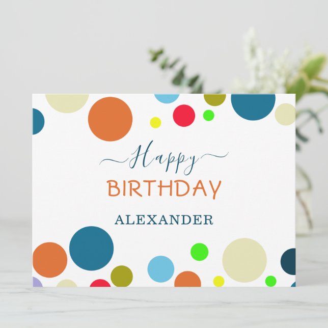 Personalized Multicolor Happy Birthday Card (Standing Front)