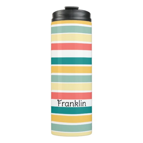 Personalized Multicolor Just Beachy Stripes Thermal Tumbler