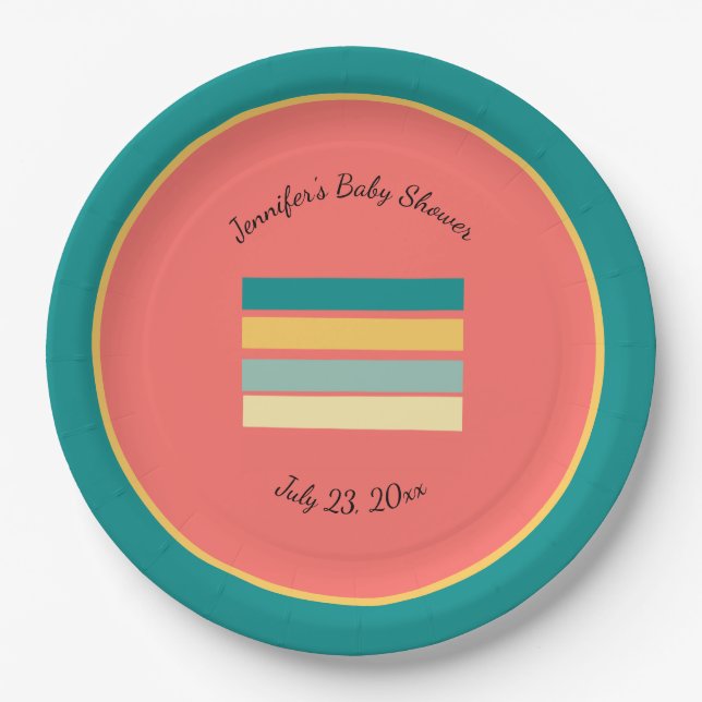 Personalized Multicolor Let's Get Beachy Paper Plates (Front)
