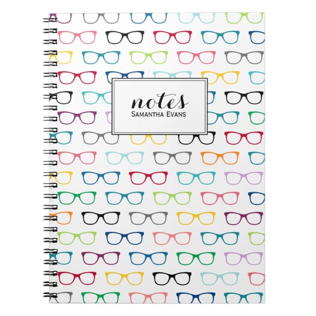 Personalized Multicolor Nerd Glasses Pattern Notebook (Front)