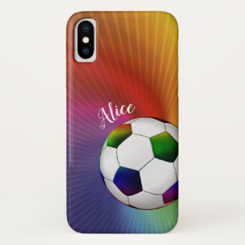 Personalized Multicolor Soccer Iphone Xs Case by BestCases4u at Zazzle