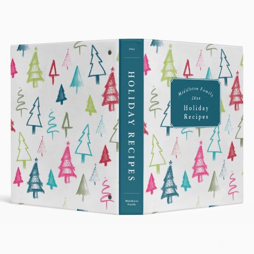 Personalized Multicolord Festive Abstract Trees 3  3 Ring Binder