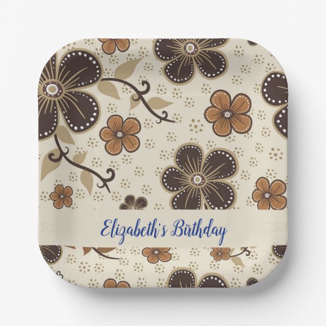 Personalized Multicolored Birthday Paper Plates (Front)