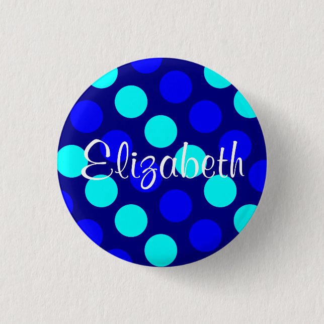 Personalized Multicolored Blue Dots Button (Front)