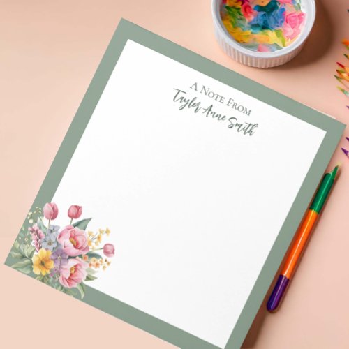 Personalized Multicolored Floral Bouquet Notepad