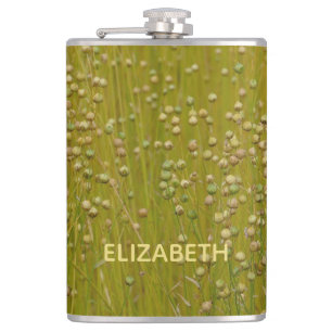 Personalized Multicolored Green Florals Flask