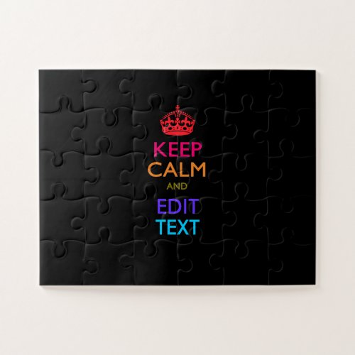 Personalized Multicolored KEEP CALM AND Edit Text Jigsaw Puzzle