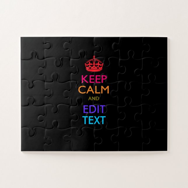 Personalized Multicolored KEEP CALM AND Edit Text Jigsaw Puzzle (Horizontal)