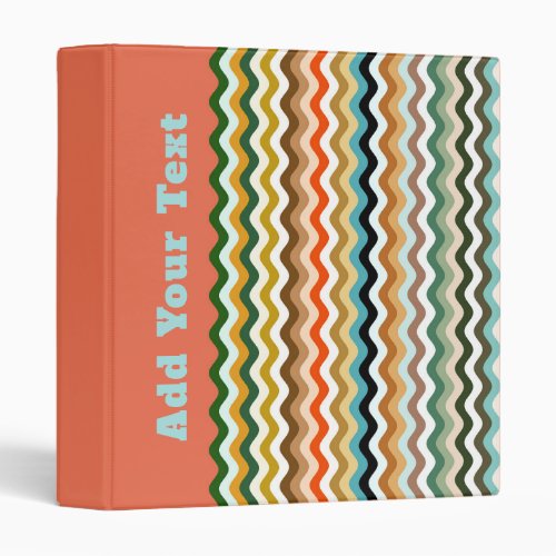 Personalized Multicolored Wavy Zigzag Pattern 3 Ring Binder