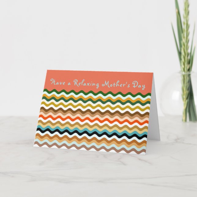 Personalized Multicolored Wavy Zigzag Pattern Card (Front)