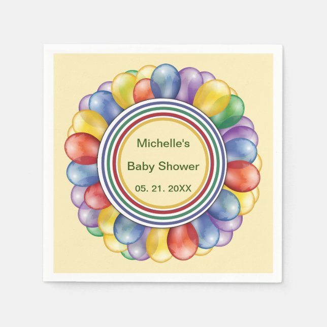 Personalized Multiple Balloon Colors Napkins (Front)