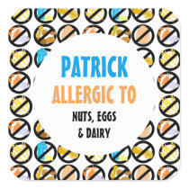 Personalized Multiple Food Allergies Kids Custom Square Sticker