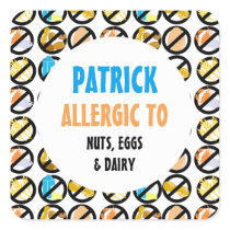 Personalized Multiple Food Allergies Kids Custom Square Sticker