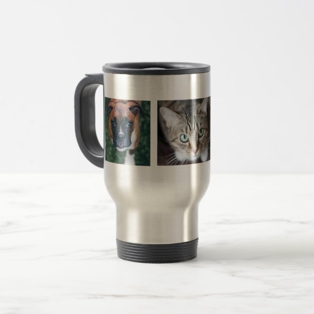 Personalized Multiple Pet Photo Travel Mug (Front Left)