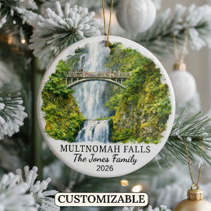 Personalized Multnomah Falls Ornament, Oregon Ceramic Ornament