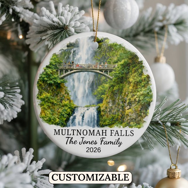 Personalized Multnomah Falls Ornament, Oregon Ceramic Ornament (Creator Uploaded)