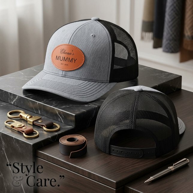 Personalized MUMMY Custom Text Leather Patch Hat (Personalized MUMMY Custom Text Leather Patch Hat)