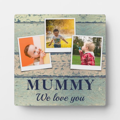 Personalized Mummy Kids Children 3 Photo Collage Plaque