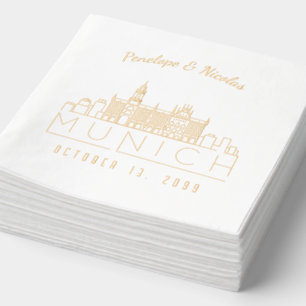 Personalized Munich Wedding Napkins Gold Foil