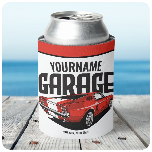 Personalized Muscle Car 1967 Red Fastback Garage Can Cooler (Creator Uploaded)