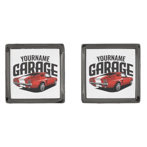 Personalized Muscle Car 1967 Red Fastback Garage  Cufflinks