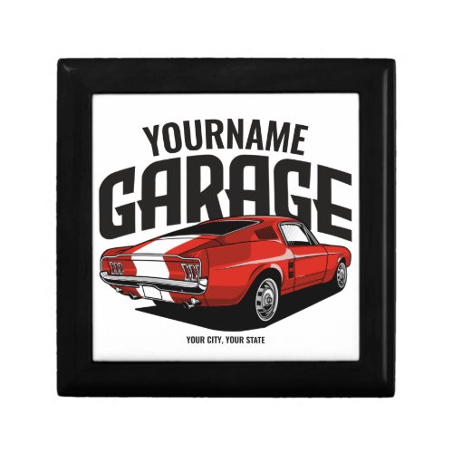 Personalized Muscle Car 1967 Red Fastback Garage Gift Box