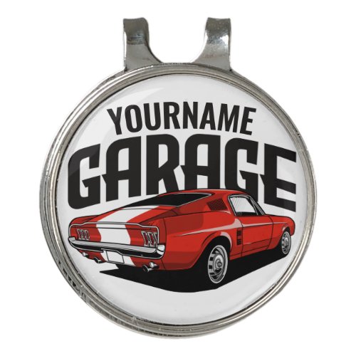 Personalized Muscle Car 1967 Red Fastback Garage  Golf Hat Clip