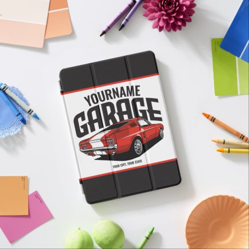 Personalized Muscle Car 1967 Red Fastback Garage iPad Air Cover