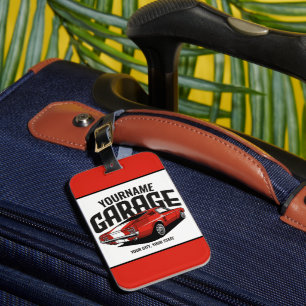 Personalized Muscle Car 1967 Red Fastback Garage Luggage Tag