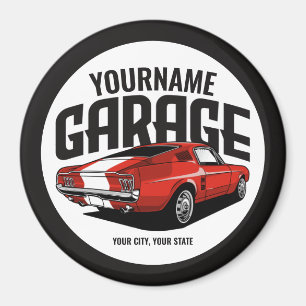 Personalized Muscle Car 1967 Red Fastback Garage  Magnet