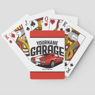 Personalized Muscle Car 1967 Red Fastback Garage Poker Cards