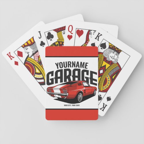 Personalized Muscle Car 1967 Red Fastback Garage  Poker Cards