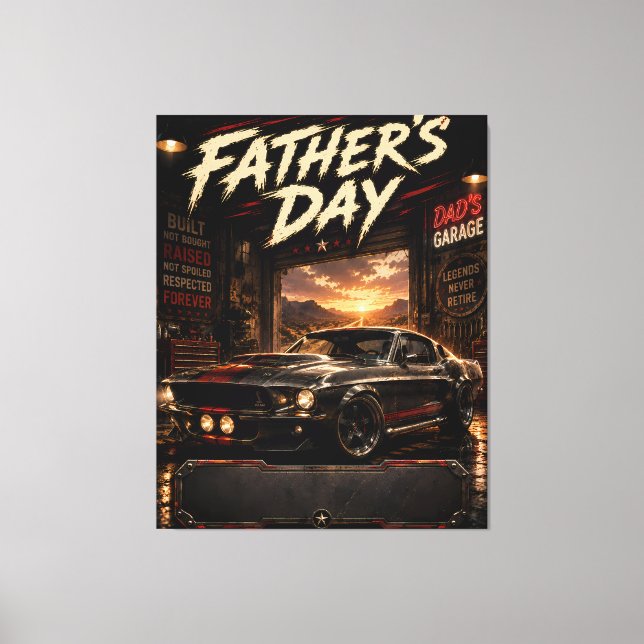 Personalized Muscle Car Canvas Gift for Dad Print (Front)