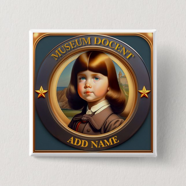 Personalized Museum Docent Button (Front)
