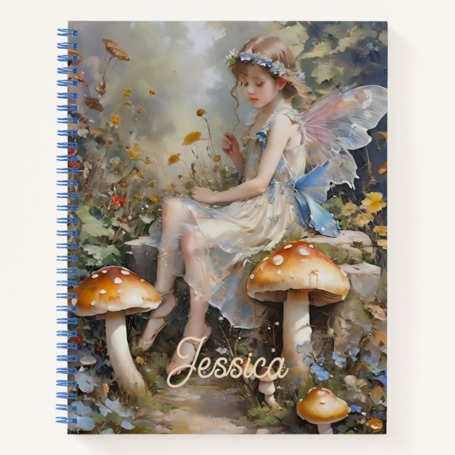 Personalized Mushroom Fairy journal notebook (Front)