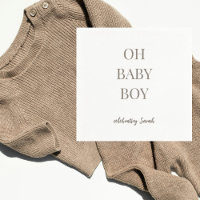 Personalized Mushroom Taupe Baby Boy Shower