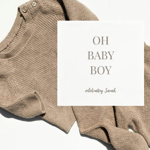 Personalized Mushroom Taupe Baby Boy Shower Napkins