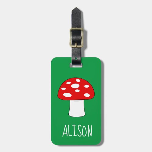Personalized mushroom travel luggage tag for kids