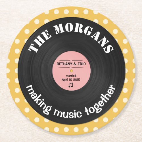 Personalized Music Album Retro Design Round Paper Coaster