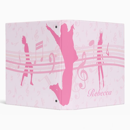Personalized Music Dance and Drama Pink 3 Ring Binder