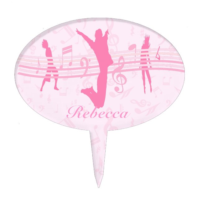 Personalized Music Dance and Drama Pink Cake Topper (Front)