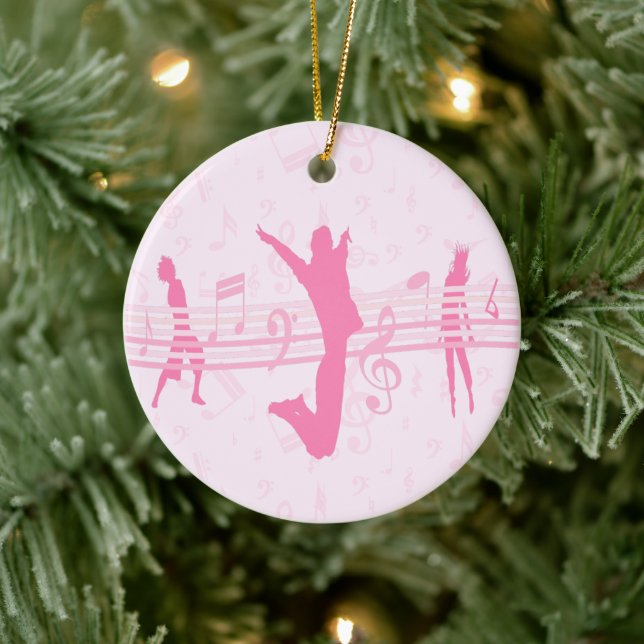 Personalized Music Dance and Drama Pink Ceramic Ornament (Tree)