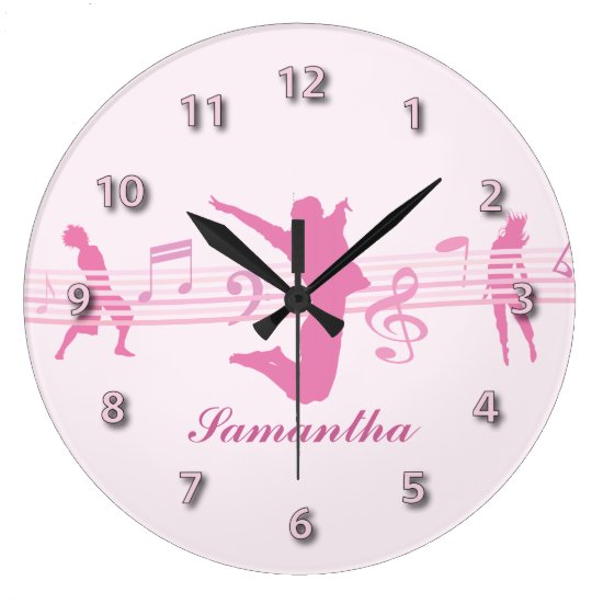 Personalized Music Dance and Drama Pink Large Clock