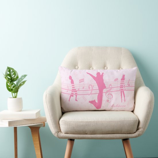 Personalized Music Dance and Drama Pink Lumbar Pillow