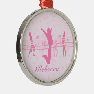 Personalized Music Dance and Drama Pink Metal Ornament