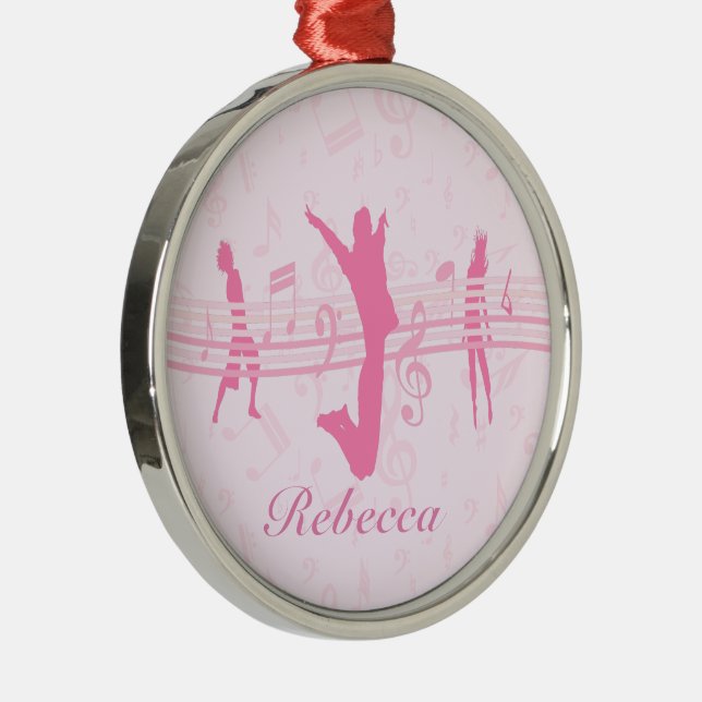 Personalized Music Dance and Drama Pink Metal Ornament (Right)