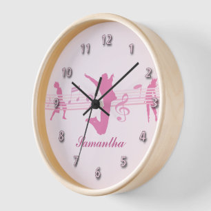 Personalized Music Dance and Drama Pink Wall Clock